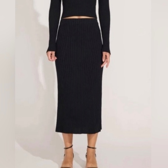 Solid &Striped The Yvette ribbed knit midi skirt size L - Picture 2 of 5